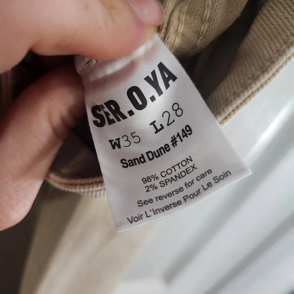 Ser.o.ya diego jeans khaki distressed raw hem streetwear grunge men size 35 - Picture 8 of 16